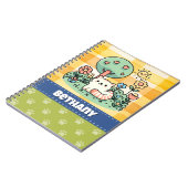 Schattigee kat in een tuin doedel kunst op maat notitieboek (Linkerzijde)