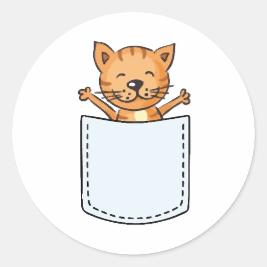 Schattigee kat in een zak ronde sticker (Voorkant)
