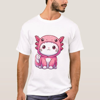 Schattigee kat in het Axolotl-kostuum T-shirt
