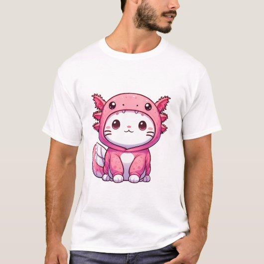 Schattigee kat in het Axolotl-kostuum T-shirt (Voorkant)