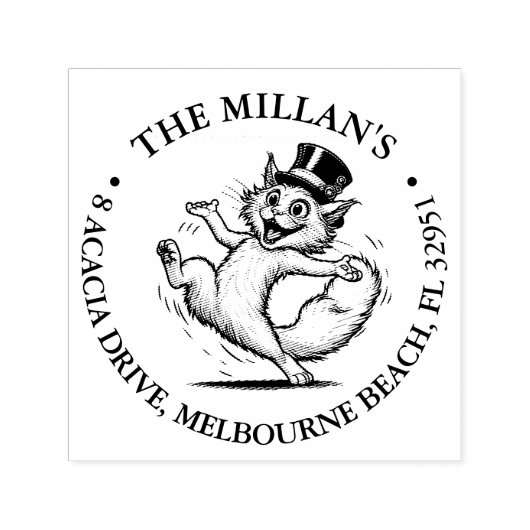 Schattigee kat in het pet thema  zelfinktende stempel (Design)