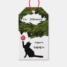 Schattigee Kat in Mischief Christmas Custom Cadeaulabel