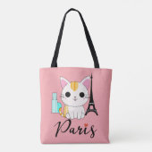 Schattigee kat in Parijs Tote Bag (Achterkant)