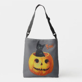 Schattigee kat in pompoen Halloween Crossbody Tas (Achterkant)