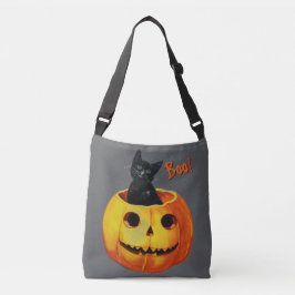 Schattigee kat in pompoen Halloween Crossbody Tas