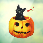 Schattigee kat in pompoen Halloween Raamsticker (Vel 3)