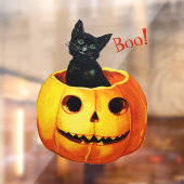 Schattigee kat in pompoen Halloween Raamsticker (Vel 2)