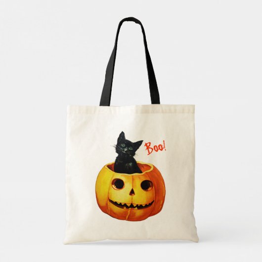Schattigee kat in pompoen Halloween Tote Bag (Achterkant)