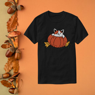 Schattigee kat in pompoen t-shirt