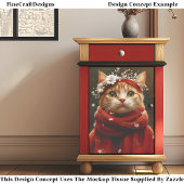 Schattigee kat in rode sneeuwvlok sjaal ED8L Decou Tissuepapier