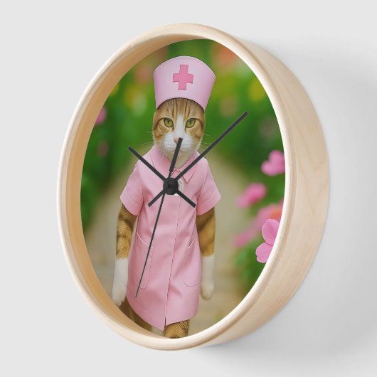 Schattigee kat in roze verpleegster uniform (Hoek)