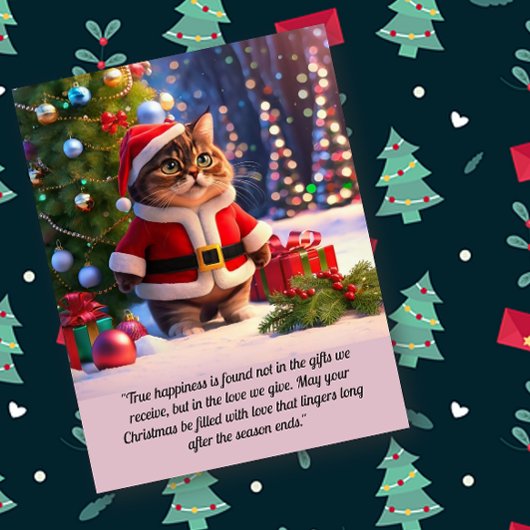 Schattigee kat in Santa Claus Outfit Kerst Briefka Briefkaart