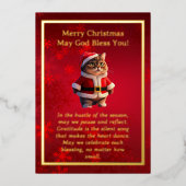 Schattigee kat in Santa Hat Folie Kaart (Voorkant)