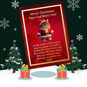 Schattigee kat in Santa Hat Folie Kaart