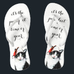 Schattigee kat in Santa Hat Purrfect Christmas Teenslippers<br><div class="desc">Schattige cat in a santa hat laat je weten dat "het de perfecte tijd van het jaar is" in een  lettertype.</div>