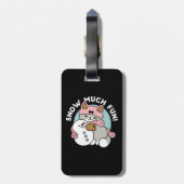 Schattigee kat in sneeuwspullen met sneeuwpopkunst bagagelabel (Achterkant verticaal)