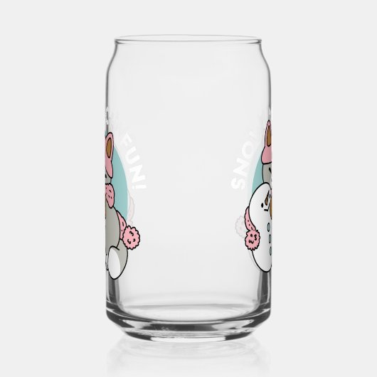 Schattigee kat in sneeuwspullen met sneeuwpopkunst blikvorm glas (Rechts)