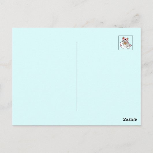 Schattigee kat in sneeuwspullen met sneeuwpopkunst briefkaart (Achterkant)