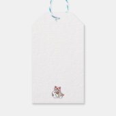 Schattigee kat in sneeuwspullen met sneeuwpopkunst cadeaulabel (Achterkant)