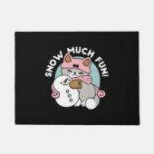 Schattigee kat in sneeuwspullen met sneeuwpopkunst deurmat (Voorkant)