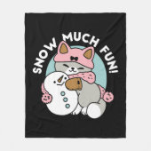 Schattigee kat in sneeuwspullen met sneeuwpopkunst fleece deken (Voorkant)