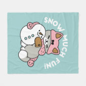 Schattigee kat in sneeuwspullen met sneeuwpopkunst fleece deken (Voorkant (Horizontaal))
