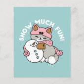 Schattigee kat in sneeuwspullen met sneeuwpopkunst flyer (Achterkant)