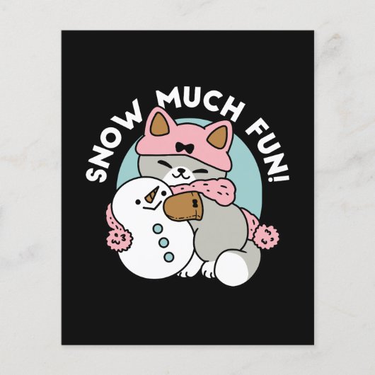 Schattigee kat in sneeuwspullen met sneeuwpopkunst flyer (Voorkant)