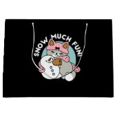 Schattigee kat in sneeuwspullen met sneeuwpopkunst groot cadeauzakje (Voorkant)