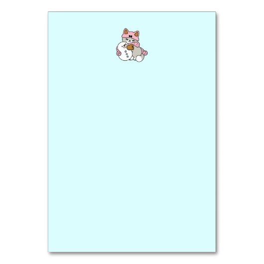 Schattigee kat in sneeuwspullen met sneeuwpopkunst kaart (Achterkant)