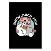 Schattigee kat in sneeuwspullen met sneeuwpopkunst kaart (Voorkant)