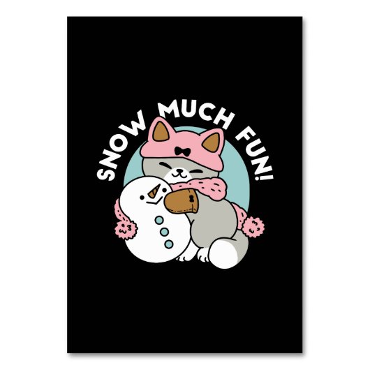 Schattigee kat in sneeuwspullen met sneeuwpopkunst kaart (Voorkant)