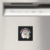 Schattigee kat in sneeuwspullen met sneeuwpopkunst magneet (Insitu (Vaatwasser))