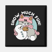 Schattigee kat in sneeuwspullen met sneeuwpopkunst magneet (Voorkant)