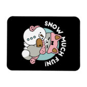 Schattigee kat in sneeuwspullen met sneeuwpopkunst magneet (Horizontaal)