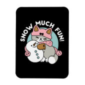 Schattigee kat in sneeuwspullen met sneeuwpopkunst magneet (Verticaal)