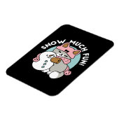 Schattigee kat in sneeuwspullen met sneeuwpopkunst magneet (Linkerzijde)