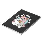 Schattigee kat in sneeuwspullen met sneeuwpopkunst notitieblok (Linkerzijde)