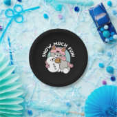 Schattigee kat in sneeuwspullen met sneeuwpopkunst papieren bordje (Feest)