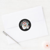 Schattigee kat in sneeuwspullen met sneeuwpopkunst ronde sticker (Envelop)