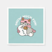 Schattigee kat in sneeuwspullen met sneeuwpopkunst servet (Voorkant)