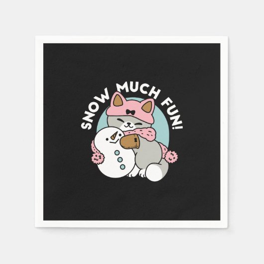 Schattigee kat in sneeuwspullen met sneeuwpopkunst servet (Voorkant)