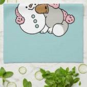 Schattigee kat in sneeuwspullen met sneeuwpopkunst theedoek (Gevouwen)