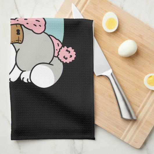 Schattigee kat in sneeuwspullen met sneeuwpopkunst theedoek (Quarter Fold)