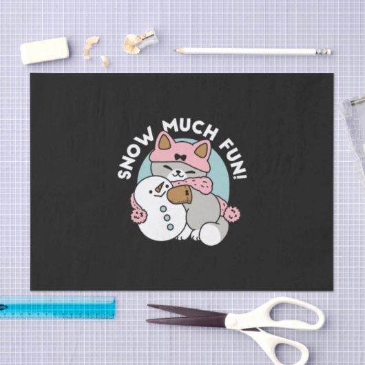 Schattigee kat in sneeuwspullen met sneeuwpopkunst tissuepapier (Craft)