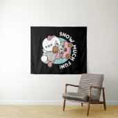 Schattigee kat in sneeuwspullen met sneeuwpopkunst wandkleed (In Situ (horizontaal))