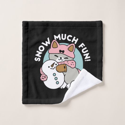 Schattigee kat in sneeuwspullen met sneeuwpopkunst washandje (Wasdoekje)