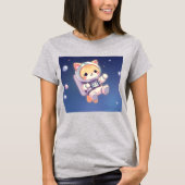 Schattigee kat in Space anime stijl T-shirt (Voorkant)