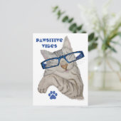 Schattigee kat in specs Pawsitive Vibes Paw Positi Briefkaart (Staand voorkant)