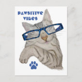 Schattigee kat in specs Pawsitive Vibes Paw Positi Briefkaart (Voorkant)